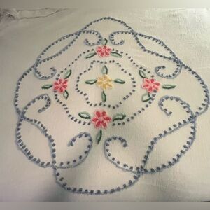 Vintage Chenille Rosettes Floral Bedspread Double